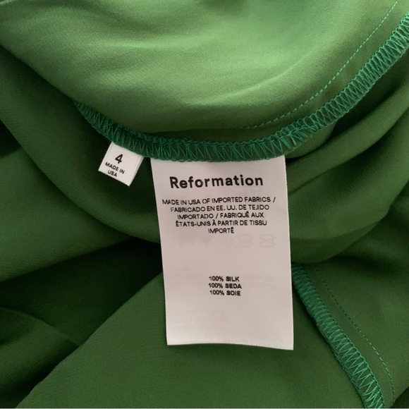 NWT Reformation Hedi Silk Dress in Palm Green - Picture 11 of 12